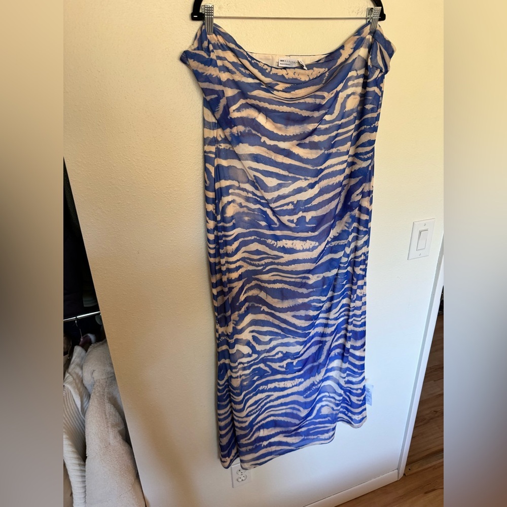 NEW ASOS Design Curve Mesh Bandeau Midi Dress Cowl Strapless Size 22 Plus NWT - Picture 4 of 9